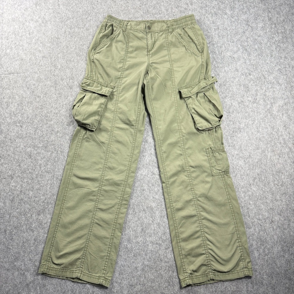 DIVIDED H&M Women's Cargo Pants Size 6 Green Utility Pockets Workwear Cotton‎ MB